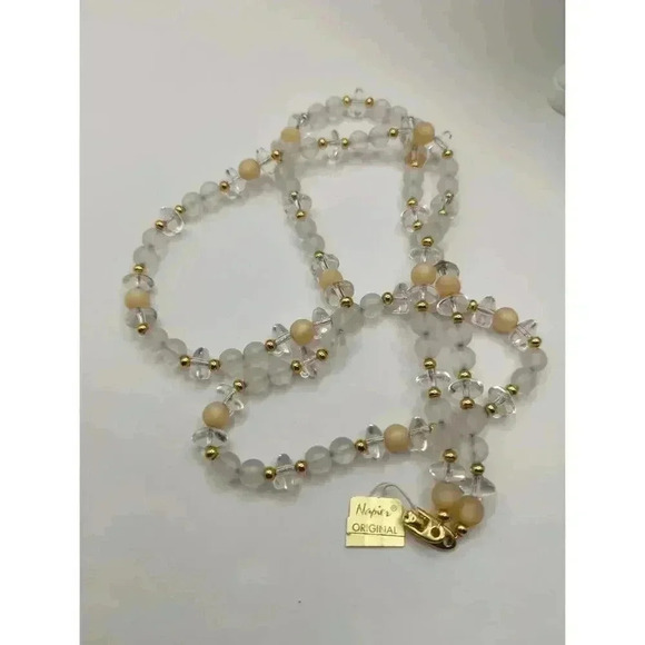 NEW Napier Gold Accented Beaded Long Necklace Womens Metal Plastic 36 Inches - Picture 3 of 5